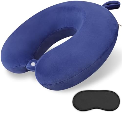 Travel Pillow, Neck Pillows for Airplanes, Memory Foam, Vivid Blue