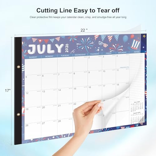 COMIX Desk Calendar 2026-2027, Large 22" x 17" Monthly Desktop Planner Pad with Frosted Cover, 18 Months July 2026 to December 2027, Side Bound Thick 120 GSM Paper for Office School Home