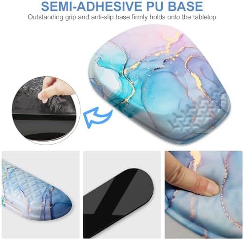 Mouse Pad with Wrist Rest, Comfortable Memory Foam Wrist Rest for Computer Keyboard, Ergonomic Mouse Pad Set for Easy Typing & Pain Relief - Blue Pink