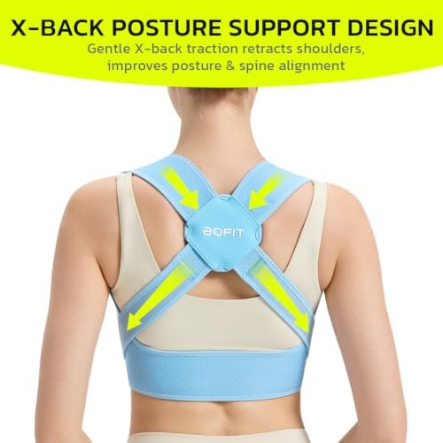 AOFIT Posture Corrector for Women, Instant Upper Back Pain Relief, Blue L
