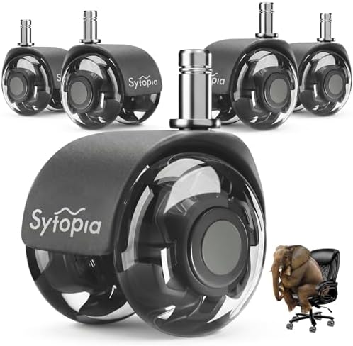 Office Chair Wheels 2" Desk Chair Caster Wheels Smooth Roller Style Quiet for Carpet and Hardwood Floors Universal Fit 11x22 mm Set of 5 Dark Grey