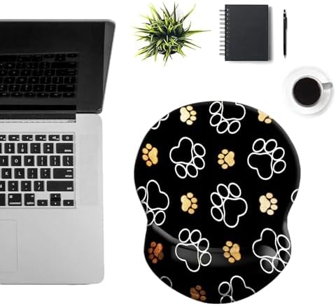 Ergonomic Wrist Support Mouse Pad - Comfortable Computer Mouse Pad with Non-Slip PU Base for Home Office Working Gaming (Cute Dog Paw)