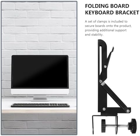 Angoily Foldable Keyboard Hand Support Bracket with Clamp Adjustable Desktop Extension Board 9.84X4.13X1.77In for Home Office Desk Keyboard Tray