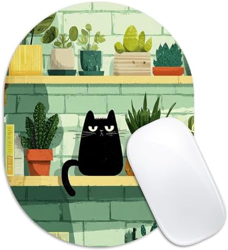 Oval Mouse Pad 6x8in Non-Slip for Laptop,Cute Cat