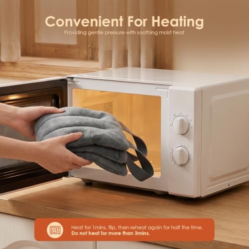 Microwavable Heat Pad for Neck and Shoulders, Warm Compress Wrap, Grey