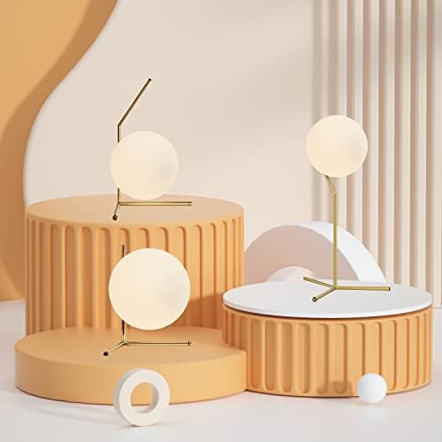 BOKT Gold Table Lamp Bedroom Bedside Glass Ball Reading Nightstand Lamp
