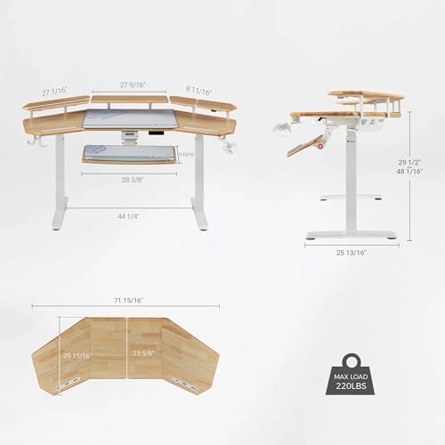 EUREKA ERGONOMIC 72" Electric Standing Desk, Dual Motor, Solid Wood Top