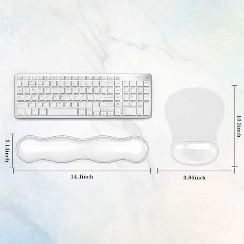 Gel Keyboard & Mouse Wrist Rest Set, Ergonomic Keyboard and Mouse Pad with Wrist Support Typing Pain Relief，Suitable for Office/Computer/Laptop/Gaming（White Set ）