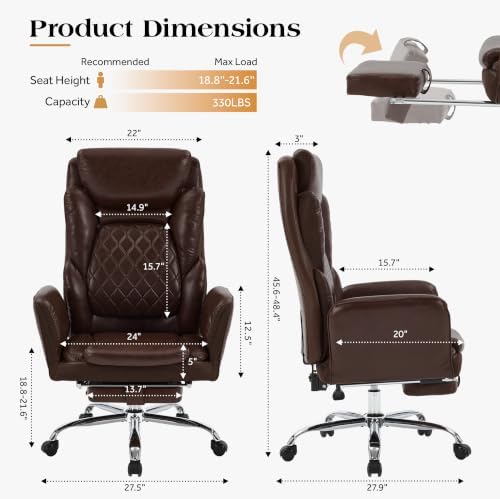 Big and Tall Executive Criss Cross Office Chair with Footrest Flip Armrest