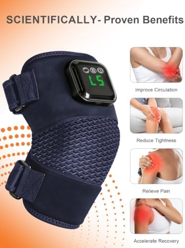 Red Light Therapy Knee Massager with Heat: Blue Cordless Vibration Massage Knee Wrap 6000mAh Rechargeable Near Infrared Light Device 660nm & 850nm for Knee Shoulder Elbow, Gifts for Men Father's Day
