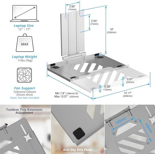 AVLT Laptop & Dual 40 Inch Stacking Monitor Arm Pole Top Mount, Gray