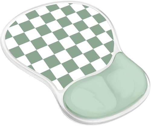 Gel Mouse Pad with Wrist Rest for Mouse Ergonomic Mouse Wrist Rest Non-Slip Silicone Checkered Mousepad with Wrist Support for Computer Desk Gaming Laptop Home Office Desk Accessories Green Plaid