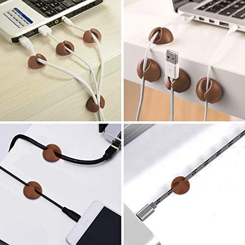 CHEFBEE 8 Pack Adhesive Cable Clips Cord Organizer for Desk, Coffee