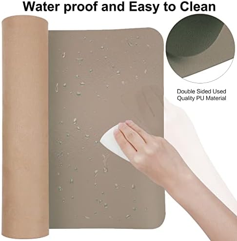Boutilon Leather Desk Pad Protector,Non-Slip Mouse Pad,Laptop Desk Pad,Office Mouse Mat,Waterproof Leather Desk Blotter,Desk Writing Pad for Office and Home (L-Champagne,35"x 17")