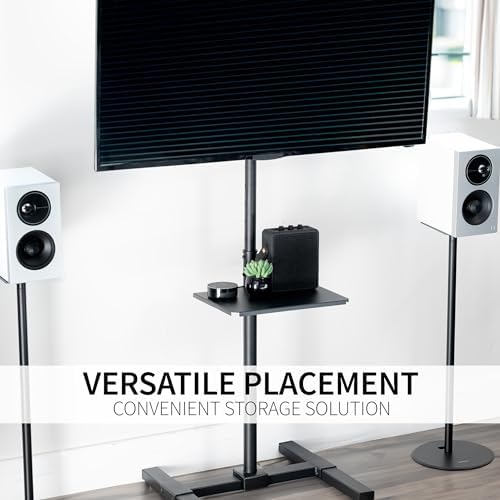 VIVO Universal Steel 14 x 10 inch Shelf Pole Mount for TV Cart, Attaches to 0.5” to 2.4” Poles, Speaker & Microphone Stands, Clamp-on Utility Storage Surface, Black, MOUNT-SF13P