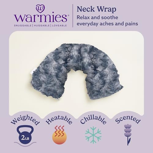warmies Microwavable Neck Wrap, Microwave Heating Pad, Lavender, 2 lb, Gray