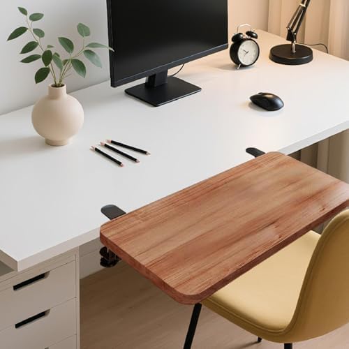Desk Extension Shelf Board Keyboard Tray Ergonomic for Home Office, Practical Supplies for Computer Table Arm Rest Expansion- Walnut Color