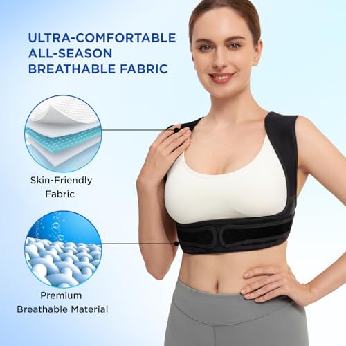 Vicorrect Posture Corrector for Women and Men, Adjustable Upper Back Brace for Clavicle Support and Providing Pain Relief from Neck, Shoulder, and Upper Back