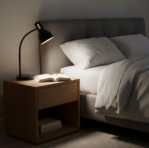 AFORTLO LED Desk Lamp,3 Color Temperature Changeable Table Lamp,Flexible Gooseneck Eye-Caring Book Reading Light for Home Office, Study, Nightlight with Bulb (Matte Black)