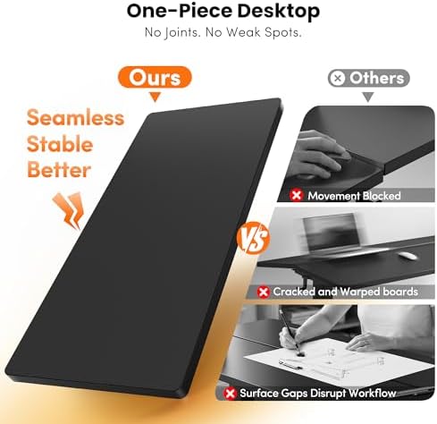 CubiCubi 48 x 24 Electric One-Piece Standing Desk, Black