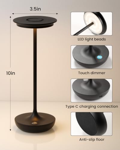 2 Pack LED Cordless Table Lamp 5000mAh Rechargeable Table Light