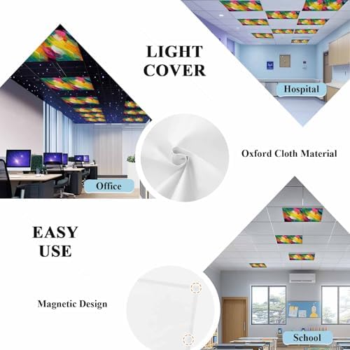 Red Blue Rainbow Brush Abstract Graffiti Street Art Magnetic Fluorescent Light Covers for Ceiling Lights 2 x 4 Feet,Office Classroom Kitchen Drop Ceiling Light Covers Filters Shade Panel 1 Pack
