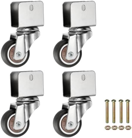 PATIKIL 1.5 Inch Caster Wheels, 4 Pcs Swivel Casters with 0.8" U Bracket Opening 55 Lb Capacity Per Caster for Furniture Office Chairs Carts and Cabinets, Brown