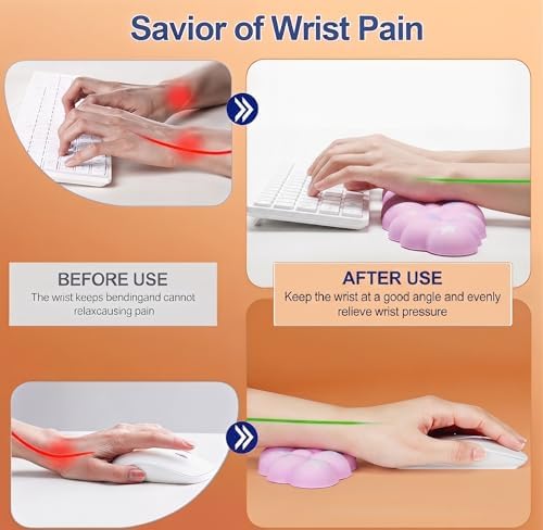 Cloud Wrist Rest Set for Keyboard & Mouse, 16.9", Pink Colorful Star