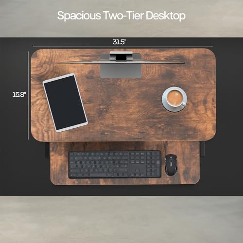 VIVO Rustic Vintage Brown 32 inch Standing Desk Riser, DESK-V000SN