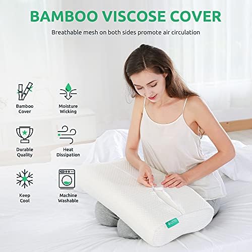 UTTU Cervical Pillow for Neck Pain Relief, Memory Foam Neck Pillow for Sleeping, Adjustable Orthopedic Sandwich Pillow, Contour Cooling for Side Back Stomach Sleeper, King(27.6"×15.7"×5.2"/4.5")