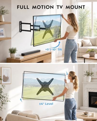 BONTEC Long Arm TV Wall Mount, Full Motion, 37.4" Extension for 26–65" TVs