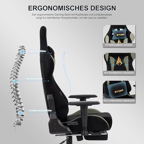 Symino Ergonomic Gaming Chair with 155° Recline & Footrest