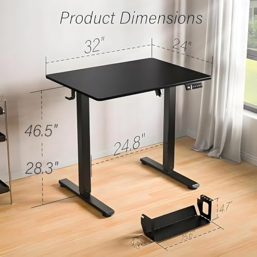 Kingant Standing Desk, 32x24 Inch Electric Height Adjustable Computer Desk