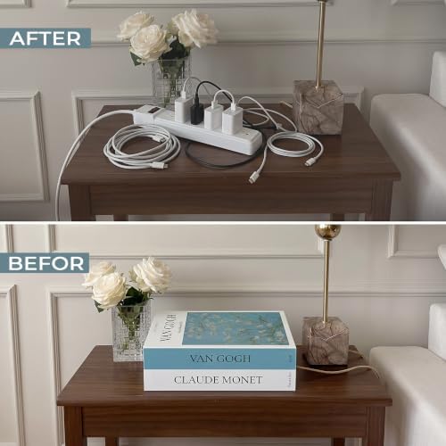 Decorative Cable Management Box, Faux Book Cord Organizer Cover with Dual Doors