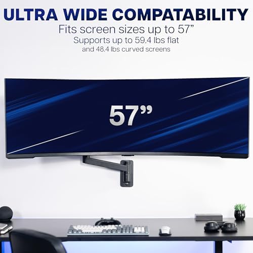 VIVO Black Ultrawide Monitor Wall Mount for up to 57 in Screens, MOUNT-G57