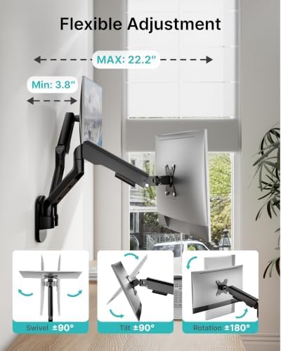 PEGZONE Dual Monitor Wall Arm 17"-35" Ultrawide 26.4Lbs VESA Black