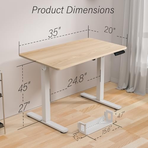 Kingant Standing Desk, 35x20 Inch Electric Height Adjustable Computer Desk