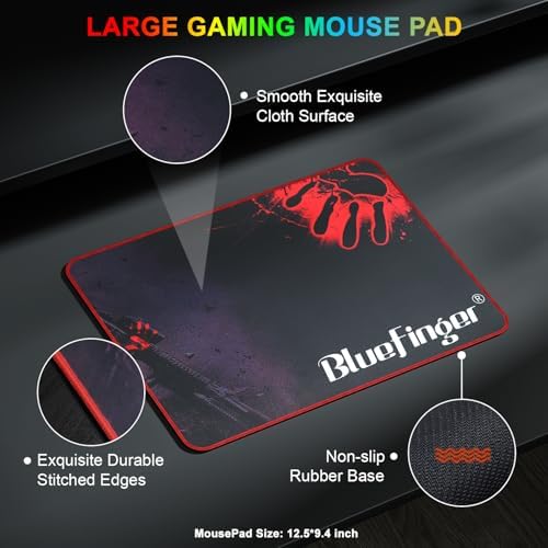 BlueFinger RGB 87 Keys Gaming Keyboard and Backlit Mouse Combo, USB Wired Rainbow Keyboard, Gaming Keyboard Set for Laptop PC Computer Game and Work(Black & Gray)