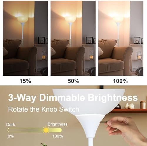 LALISU Floor Lamp, LED Standing Lamp 3 Way Dimmable Brightness Floor Lamp