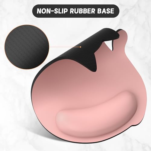 Ergonomic Mouse Pad with Wrist Rest, Cute Cat Memory Foam Padded Pain Relief Non-Slip Wrist Support Mouse Mat for Gaming Work Computer Laptop, Funny Office Supplies Desk Accessory, Rose Pink