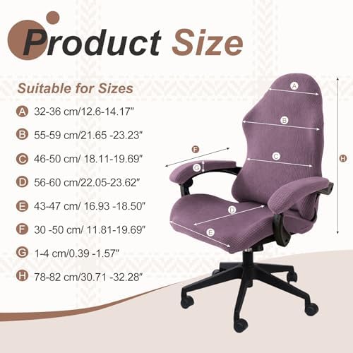 PATIKIL 1 Set Office Chair Cover, Desk Chair Cover Stretchable Universal Computer Seat Slipcover Large with Armrest Covers Zipper for Rolling Office Chairs Home Desk Seat, Purple