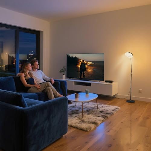 Floor Fan with Light, 26W LED RGB Dimmable Standing Lamp