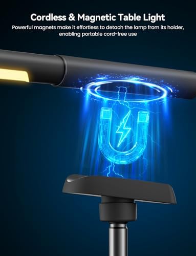 Cordless Desk Lamp, Magnetic LED Table Work Light with Dimmable Brightness