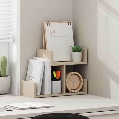 Furinno HERMITE Desk File Folder Organizers, 3-Shelf Desktop Office Organization Racks, Desk Top Display Book Shelf, for Paper, Office Supplies, Magazine, Bauhaus Oak