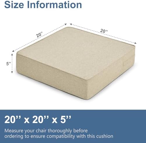 Shinnwa Gel Memory Foam Recliner Cushion for Elderly, Dual-Layer Foam Chair Pad, Extra Large Seat Cushion for Couch, Armchair, Wicker Chairs, Floor, 20 × 20 × 5in, Beige