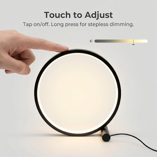 LED Touch Bedside Lamp, 3 Color Temperatures, Stepless Dimming, Black