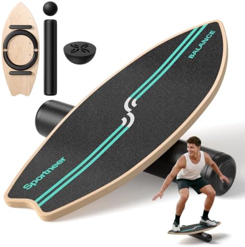Sportneer Surf Balance Board, 8-in-1 Wooden Wobble Board