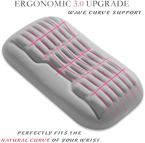 UnivoColors Ergonomic Mouse Wrist Rest,Latest 3.0 Wave Curve Design,High-Resilience Memory Foam Non-Slip Base,Reduces Wrist Fatigue,Ideal for Office Gaming & Long Hours of Use(Grey)