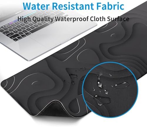Large Anime Gaming Mouse Pad Black Solid Geometry Desk Pad Computer Keyboard Mat Non-Slip Rubber Base Office Decor Waterproof Mouse Mat