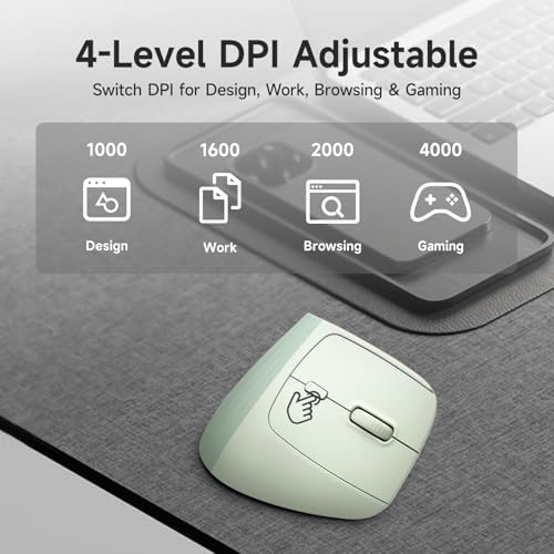 SANWA Wireless Ergonomic Mouse for Large Hands with Wrist Rest, Green
